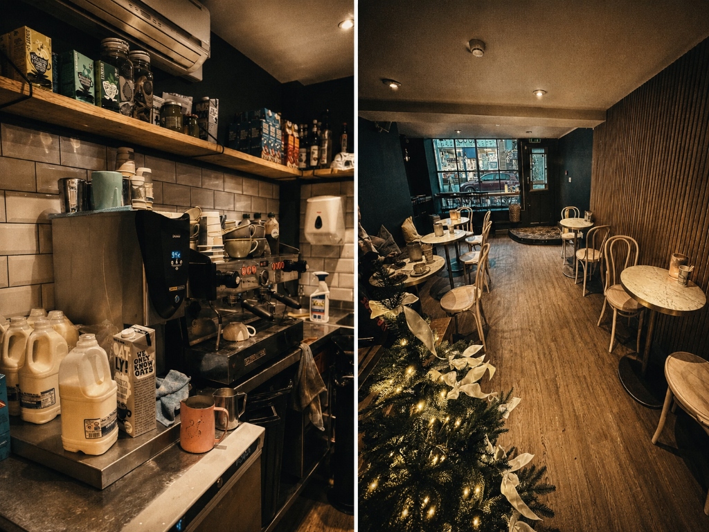 Inside Scandimania — bar and cosy seating